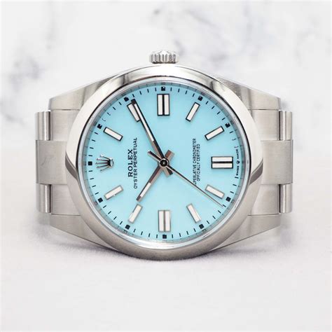 rolex oyster blue and gold|rolex 41mm tiffany blue.